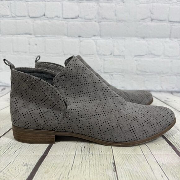 Dr Scholl's Ankle Booties Women Size 8 Gray Leather Comfort Eyelet Heel Boots - Picture 1 of 10